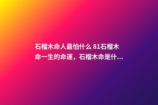 石榴木命人最怕什么 81石榴木命一生的命運，石榴木命是什么意思，石榴木命詳解-第1張-觀點-玄機派
